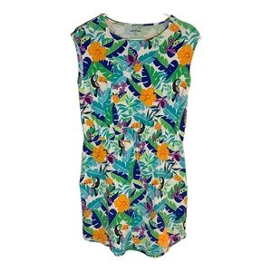 Lands' End Ladies Swim Cover-Up Size XL Dress Summer Tropical Beach Floral